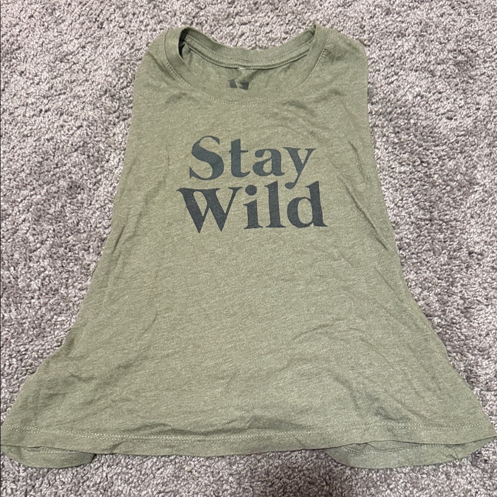 Vuori Olive Green 'Stay Wild' Muscle Tee